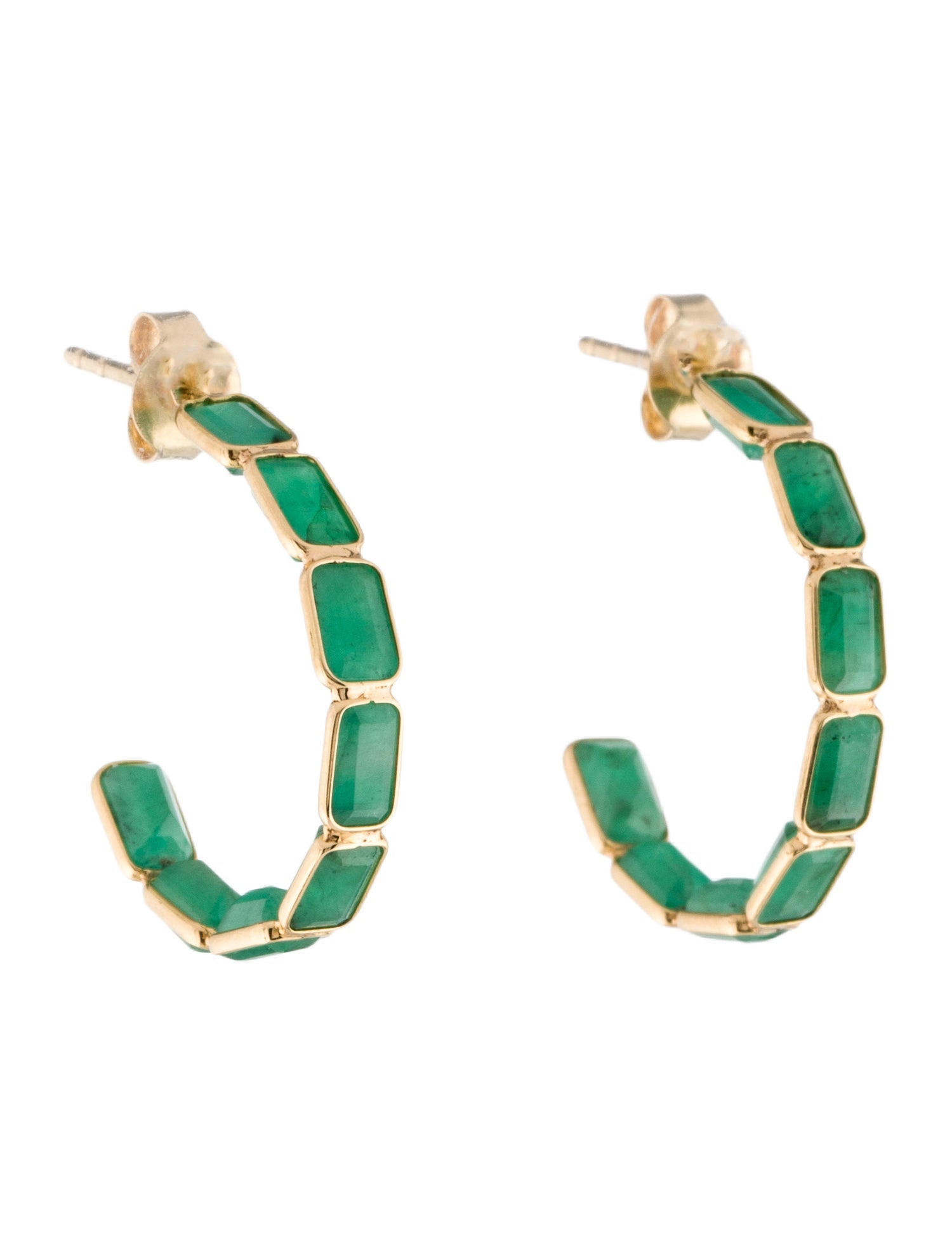 Jewelmak 18K 5.45ctw Emerald Hoop Earrings