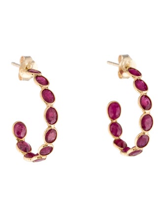 Jewelmak 18K Ruby Hoop Earrings