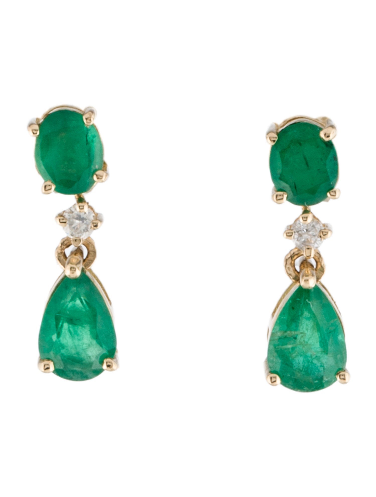 Jewelmak 14K Emerald & Diamond Drop Earrings