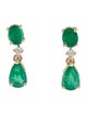 Jewelmak 14K Emerald & Diamond Drop Earrings