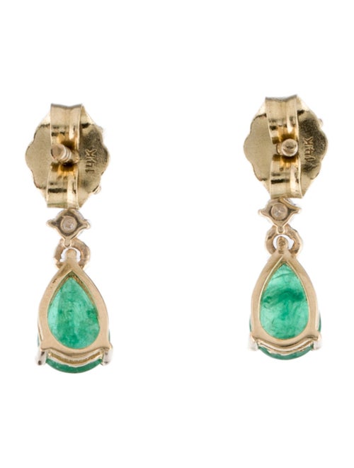 Jewelmak 14K Emerald & Diamond Drop Earrings