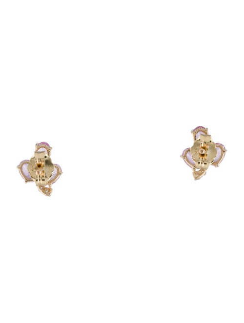 Jewelmak 14K Sapphire & Diamond Leaf Stud Earrings