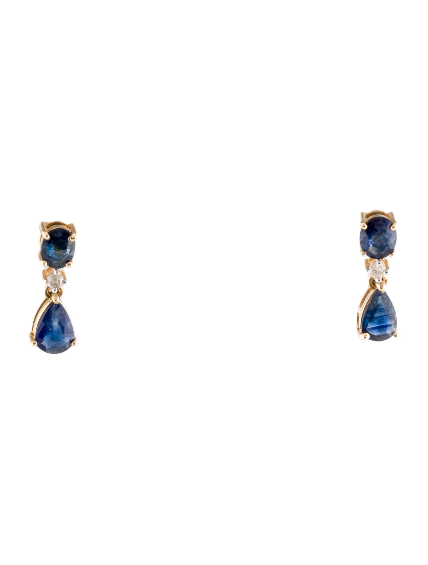 Jewelmak 14K 1.15ct Sapphire & Diamond Drop Earrings
