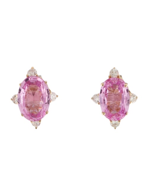 Jewelmak 14K Pink Sapphire & Diamond Stud Earrings