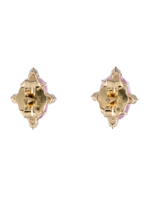 Jewelmak 14K Pink Sapphire & Diamond Stud Earrings
