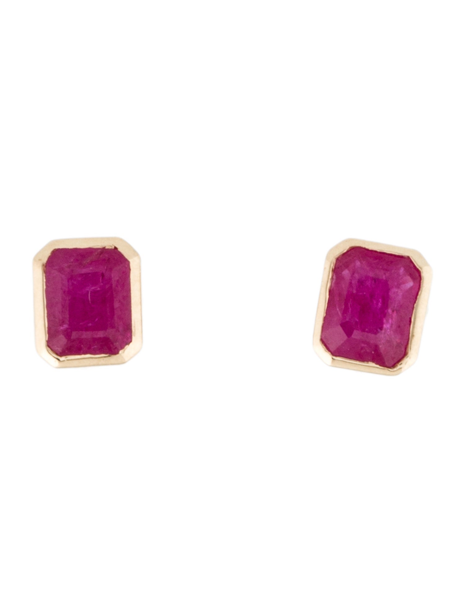 Jewelmak 14K Ruby Stud Earrings