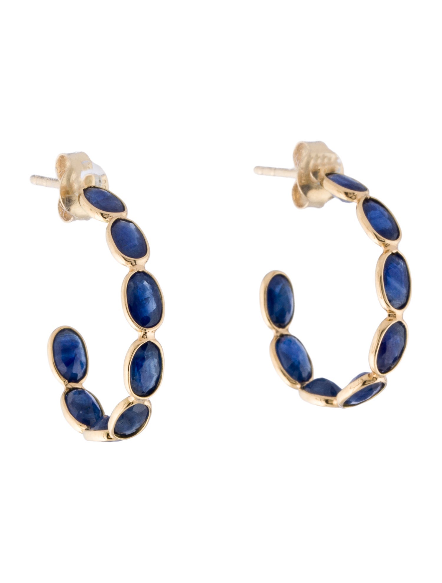 Jewelmak 18K 3.31ctw Sapphire Hoop Earrings