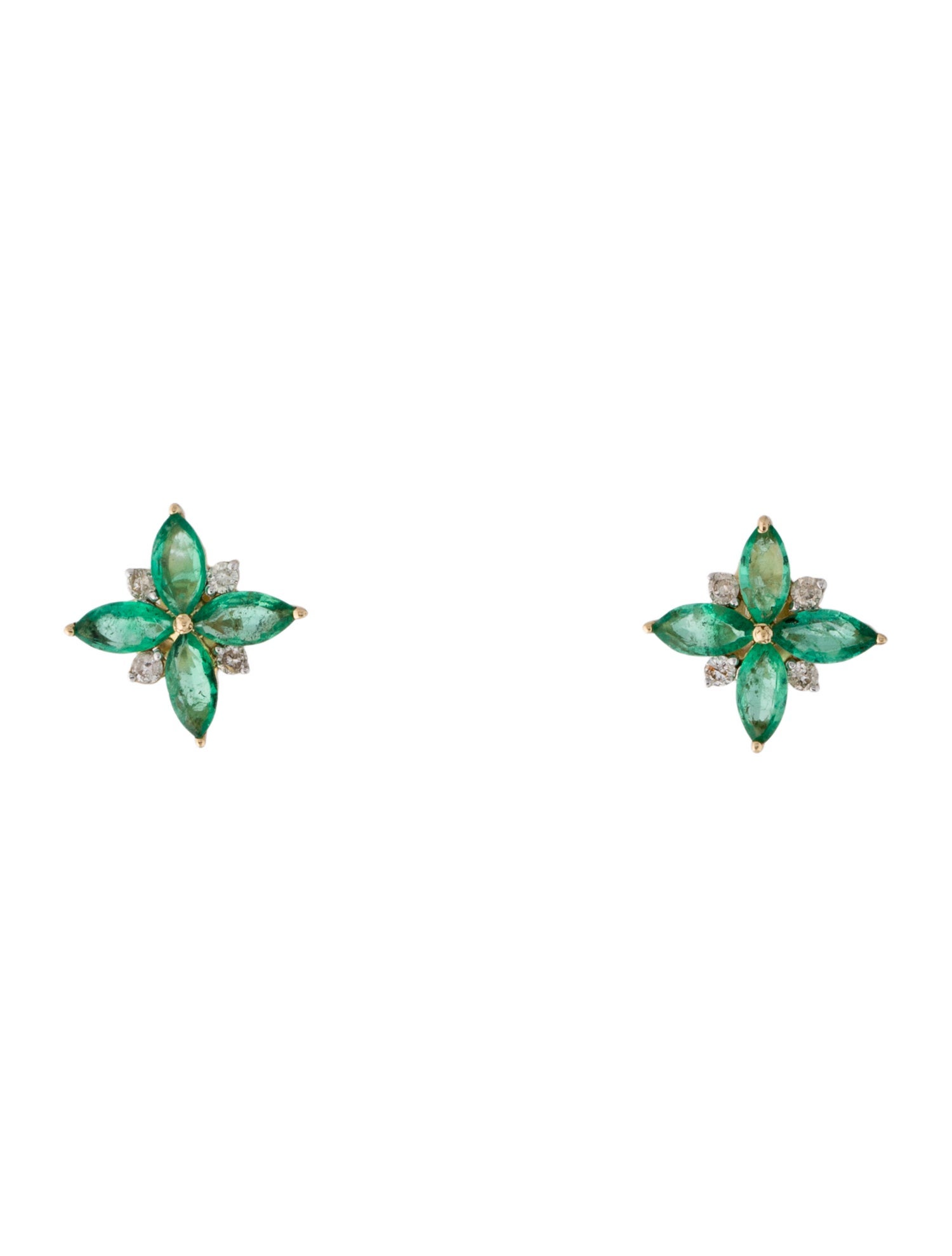Jewelmak 14K Emerald & Diamond Drop Earrings