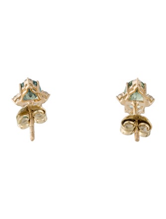 Jewelmak 14K Sapphire & Diamond Stud Earrings