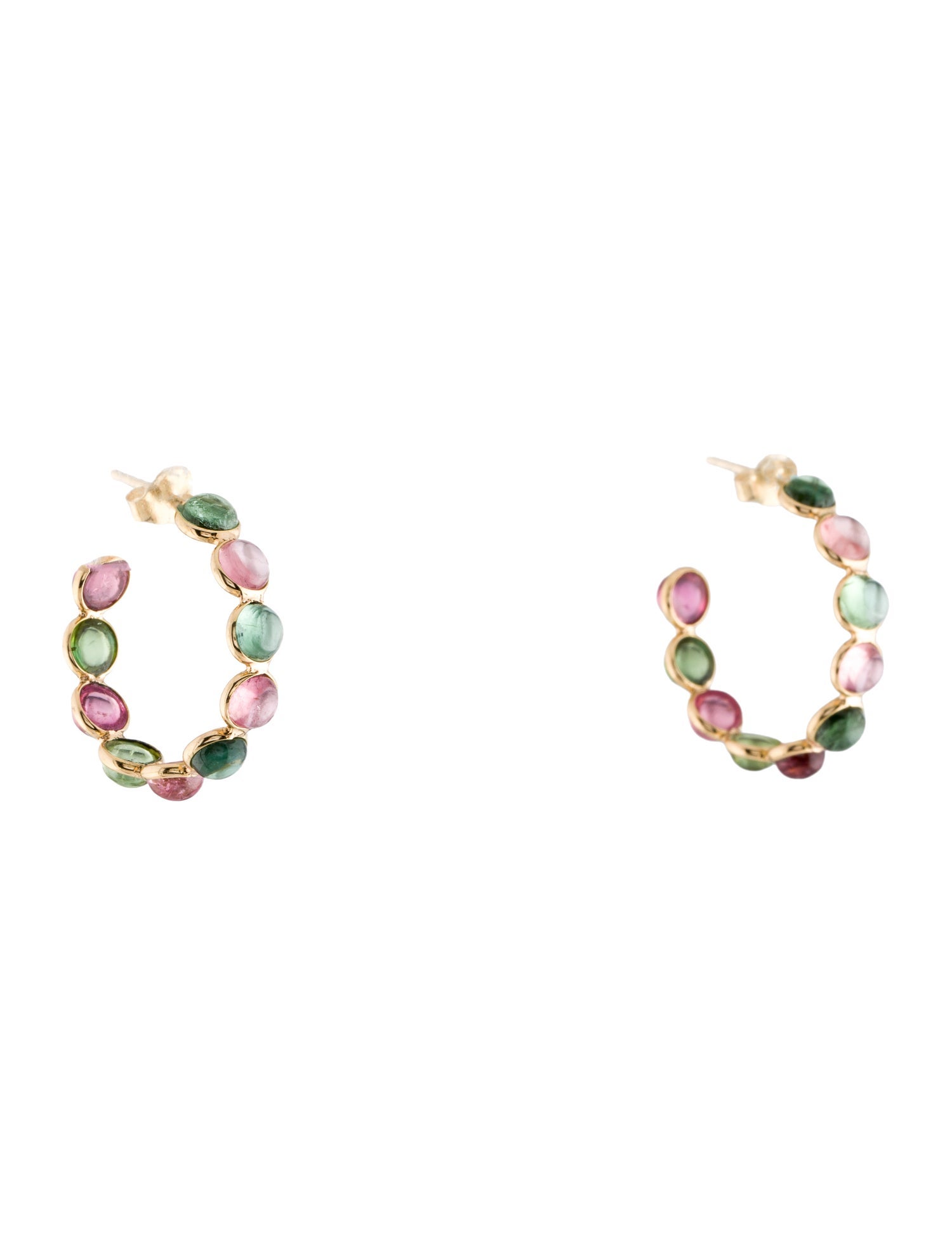 Jewelmak 18K Tourmaline Hoop Earrings