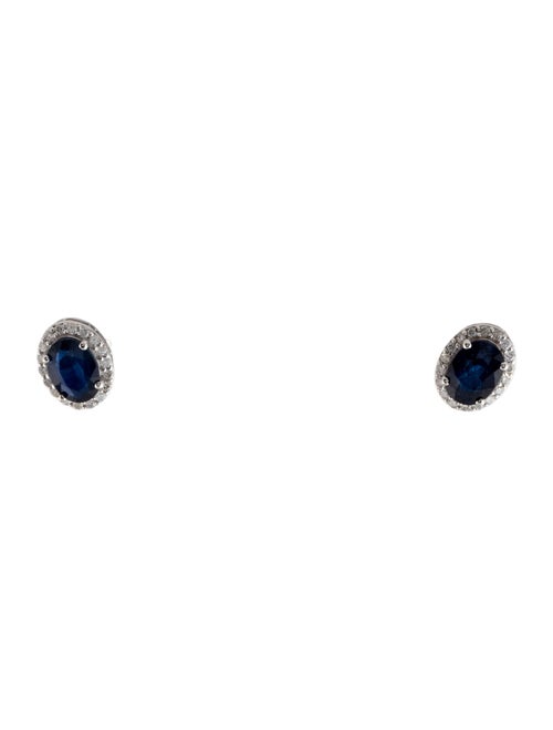 Jewelmak 18K Sapphire & Diamond Stud Earrings