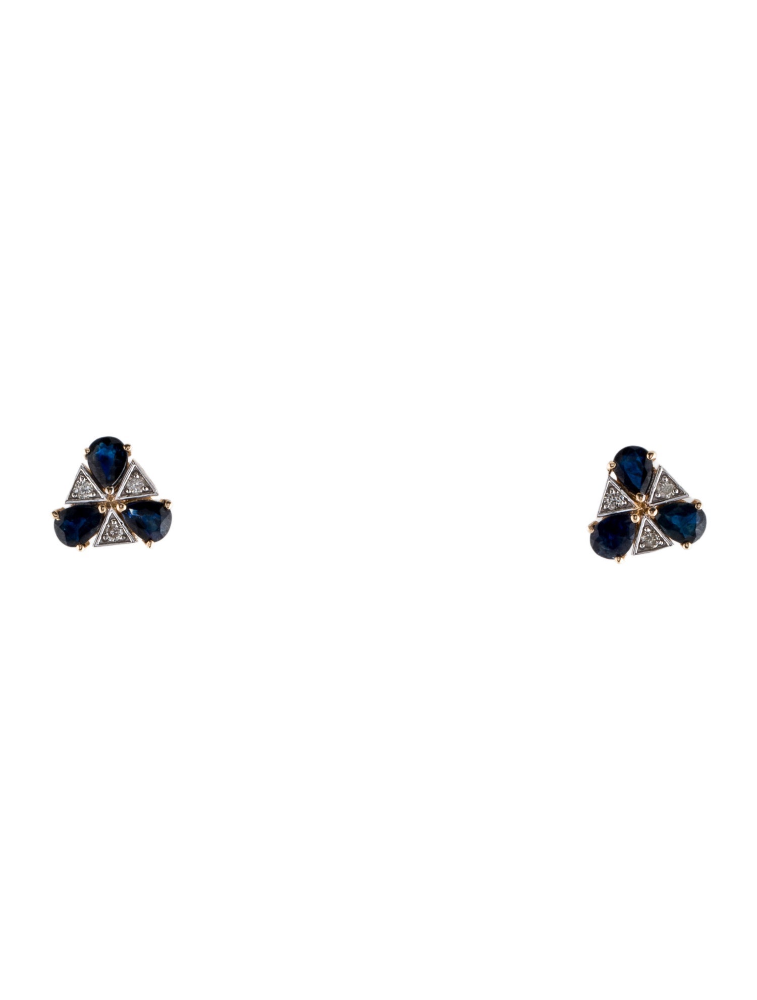 Jewelmak 14K Sapphire & Diamond Stud Earrings