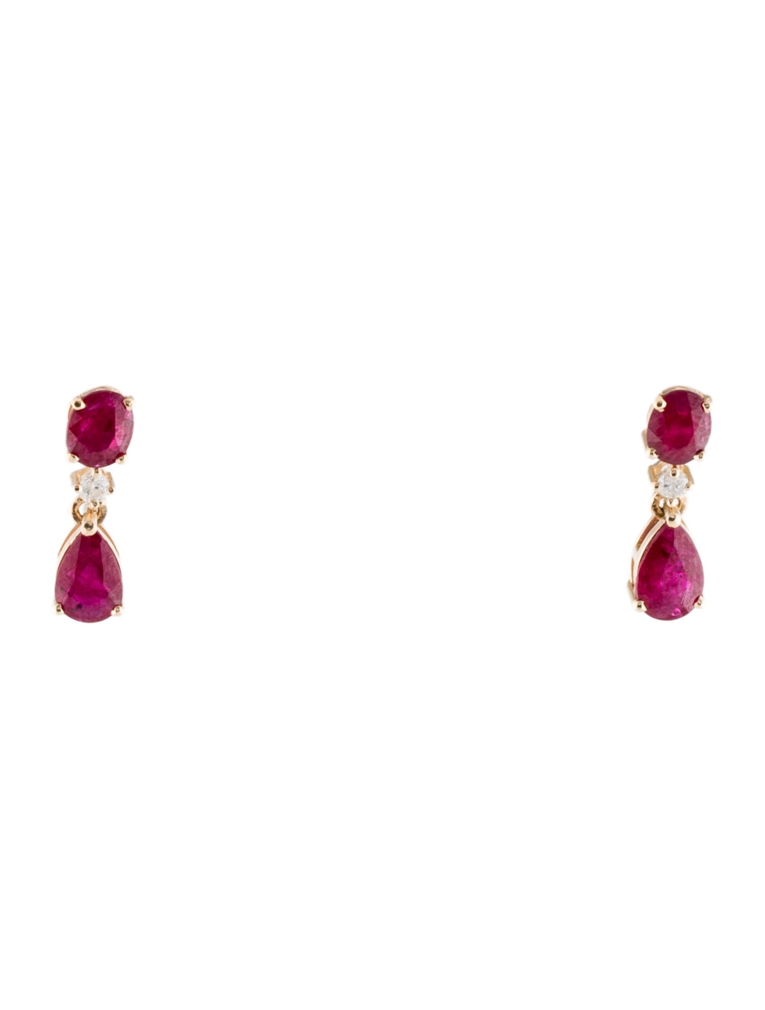 Jewelmak 14K Ruby & Diamond Drop Earrings