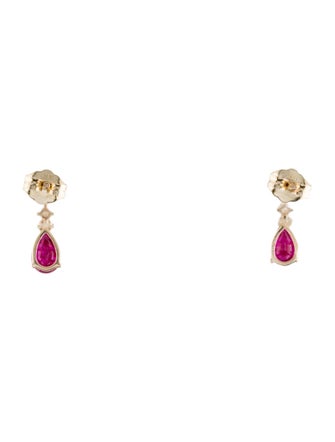 Jewelmak 14K Ruby & Diamond Drop Earrings