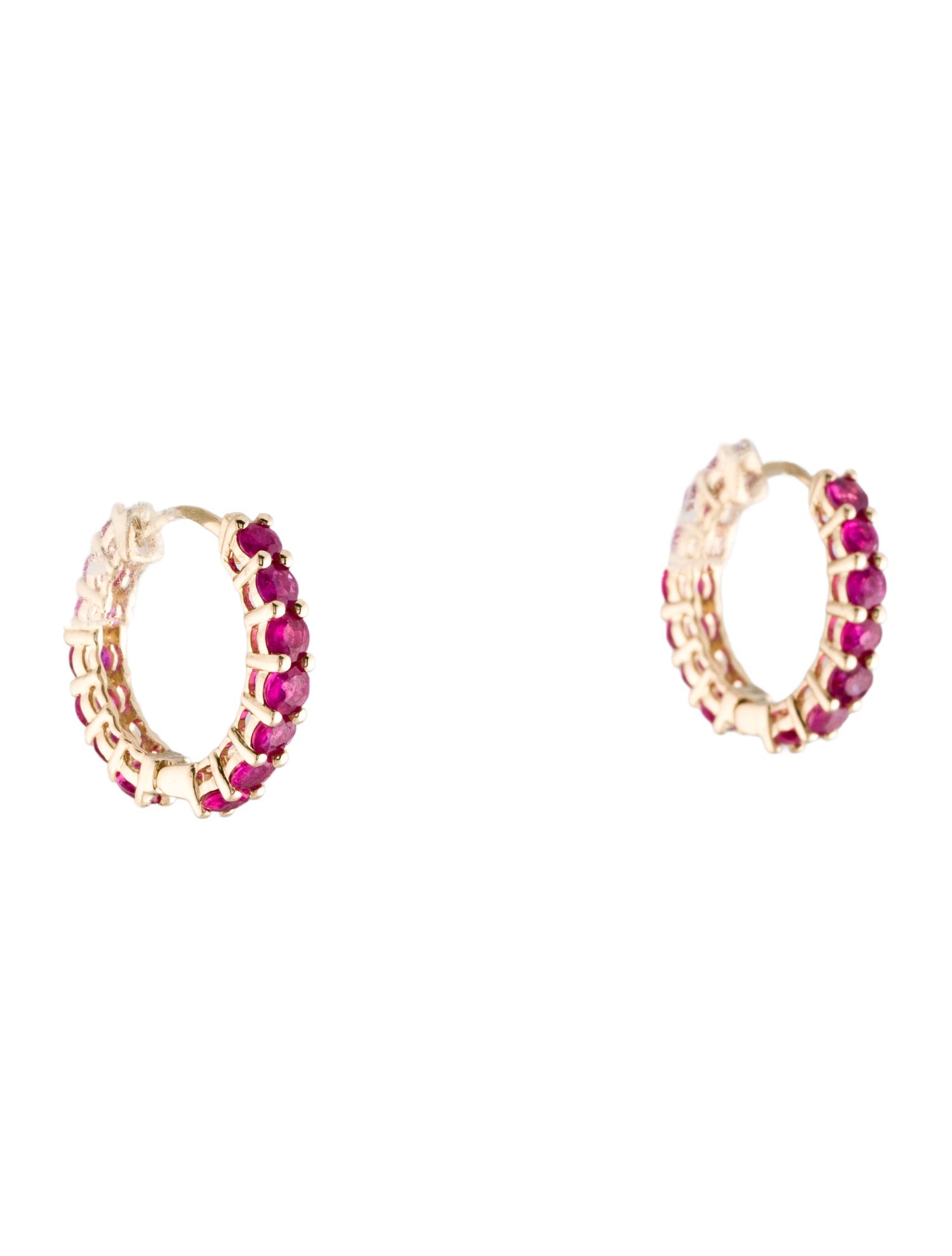 Jewelmak 14K 2.52ctw Ruby Hoop Earrings