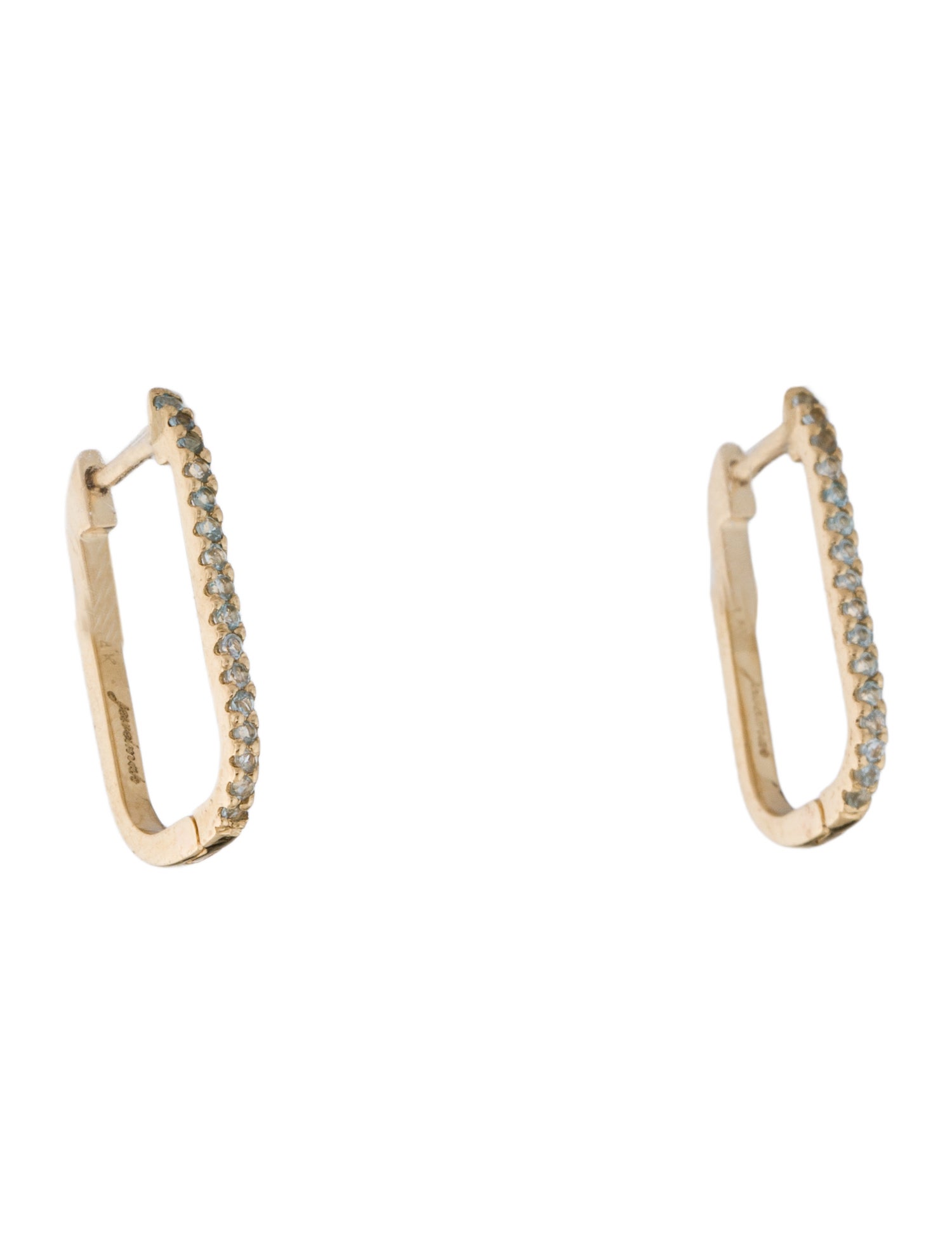 Jewelmak 14K Blue Topaz U Hoop Earrings