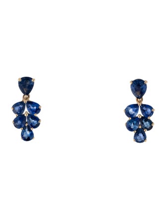 Jewelmak 14K 2.51ctw Sapphire Drop Earrings