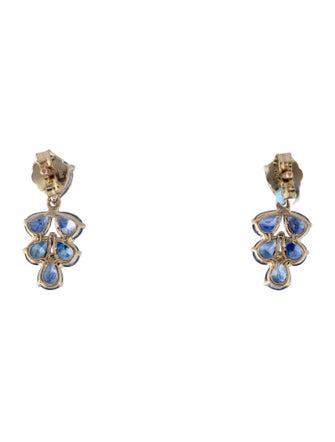Jewelmak 14K 2.51ctw Sapphire Drop Earrings