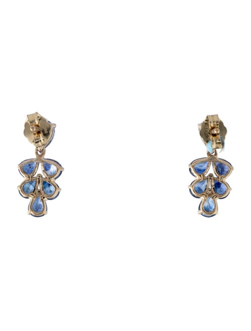 Jewelmak 14K 2.51ctw Sapphire Drop Earrings