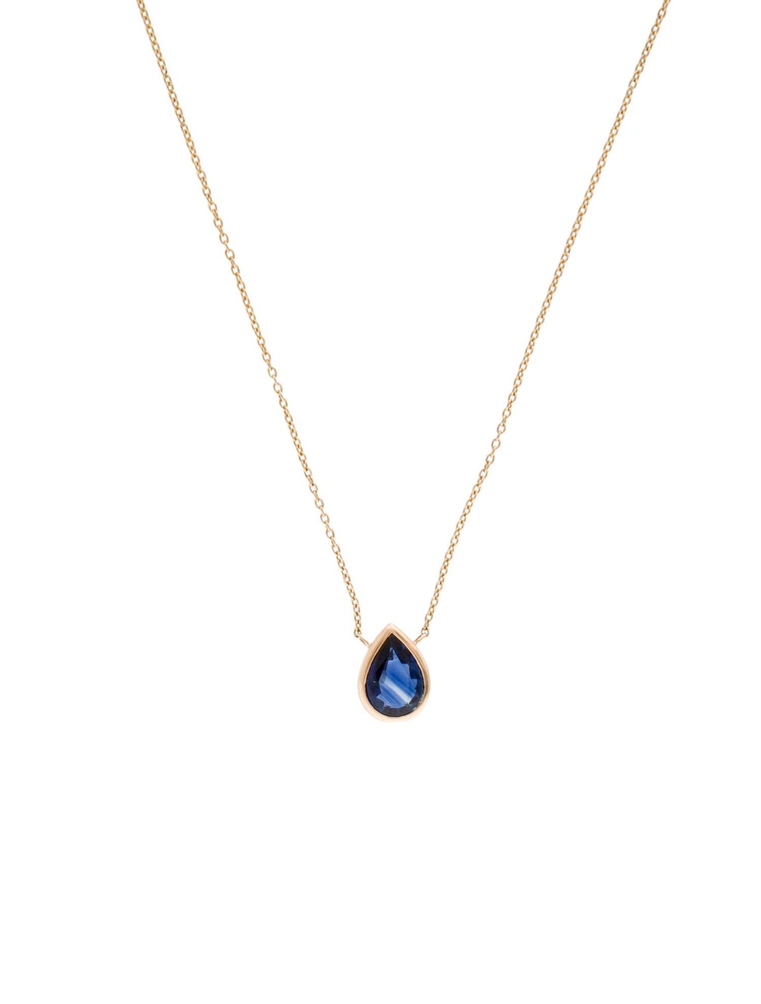 Jewelmak 14K Sapphire Pendant Necklace