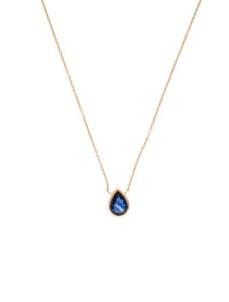 Jewelmak 14K Sapphire Pendant Necklace