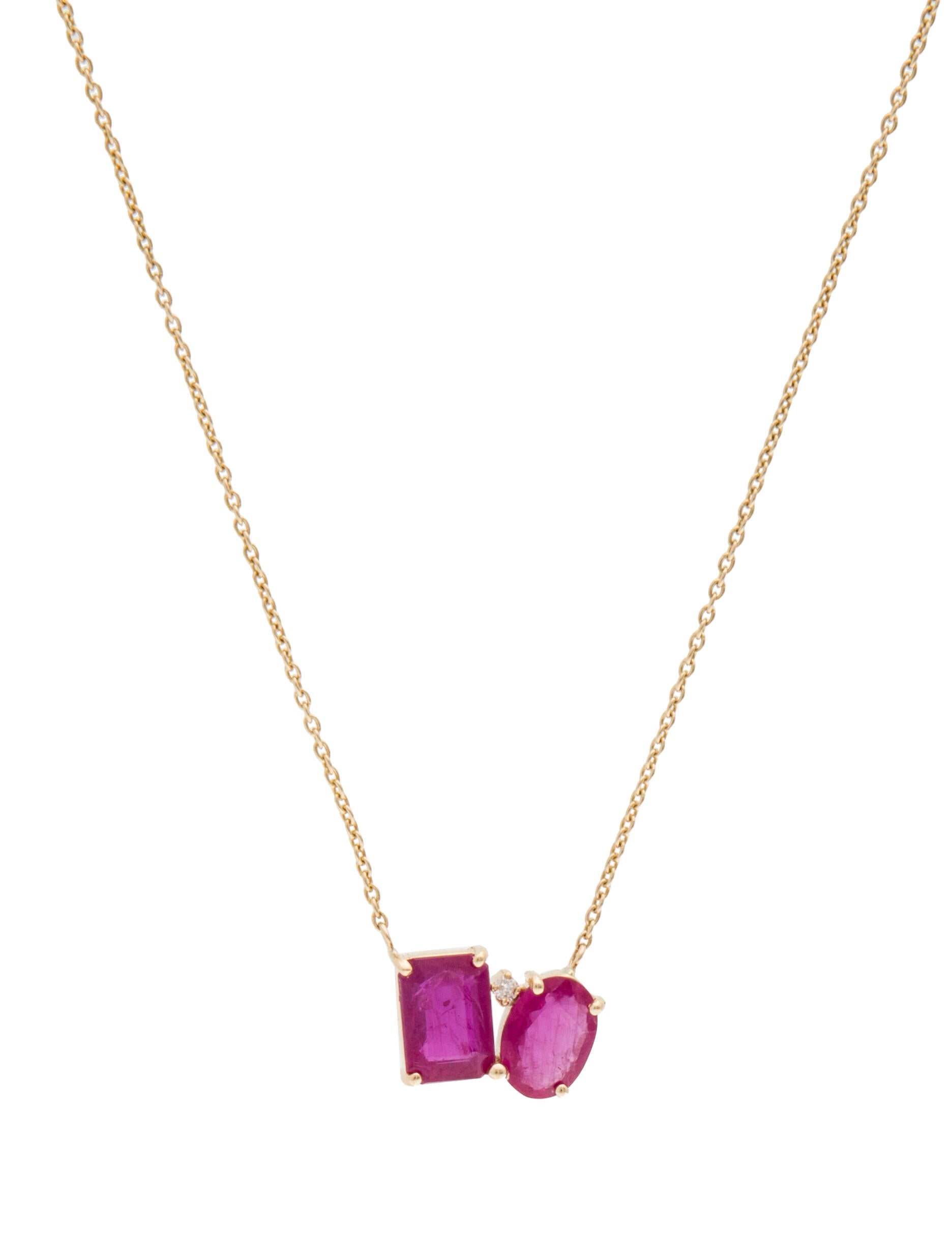 Jewelmak 14K 1.50ctw Ruby & Diamond Pendant Necklace