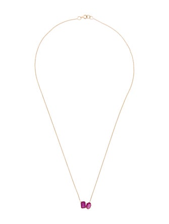 Jewelmak 14K 1.50ctw Ruby & Diamond Pendant Necklace