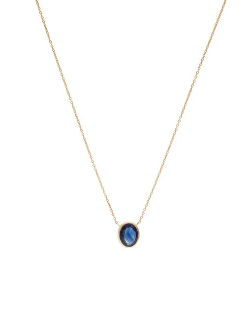 Jewelmak 14K 1.34ct Sapphire Pendant Necklace
