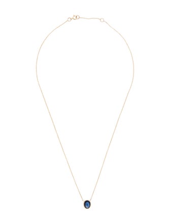 Jewelmak 14K 1.34ct Sapphire Pendant Necklace