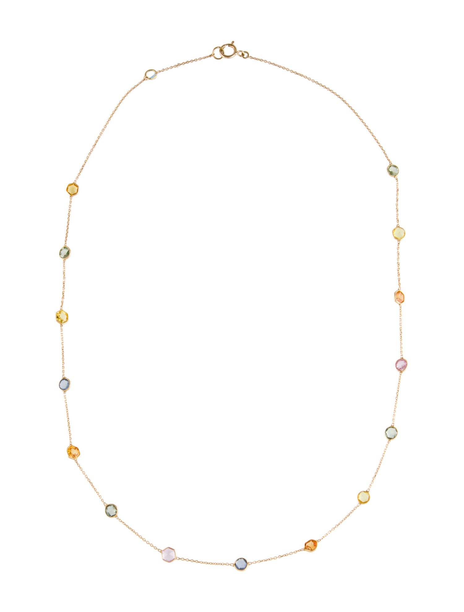 Jewelmak 18K 4.11ctw Sapphire Multicolor Station Necklace