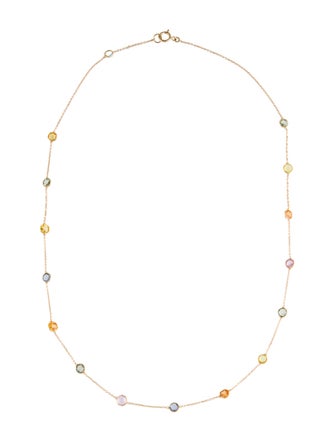 Jewelmak 18K 4.11ctw Sapphire Multicolor Station Necklace