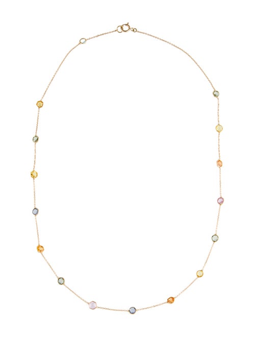 Jewelmak 18K 4.11ctw Sapphire Multicolor Station Necklace
