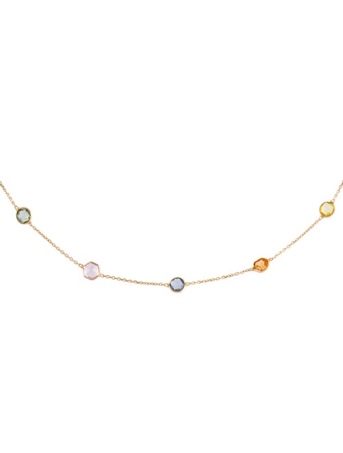 Jewelmak 18K 4.11ctw Sapphire Multicolor Station Necklace