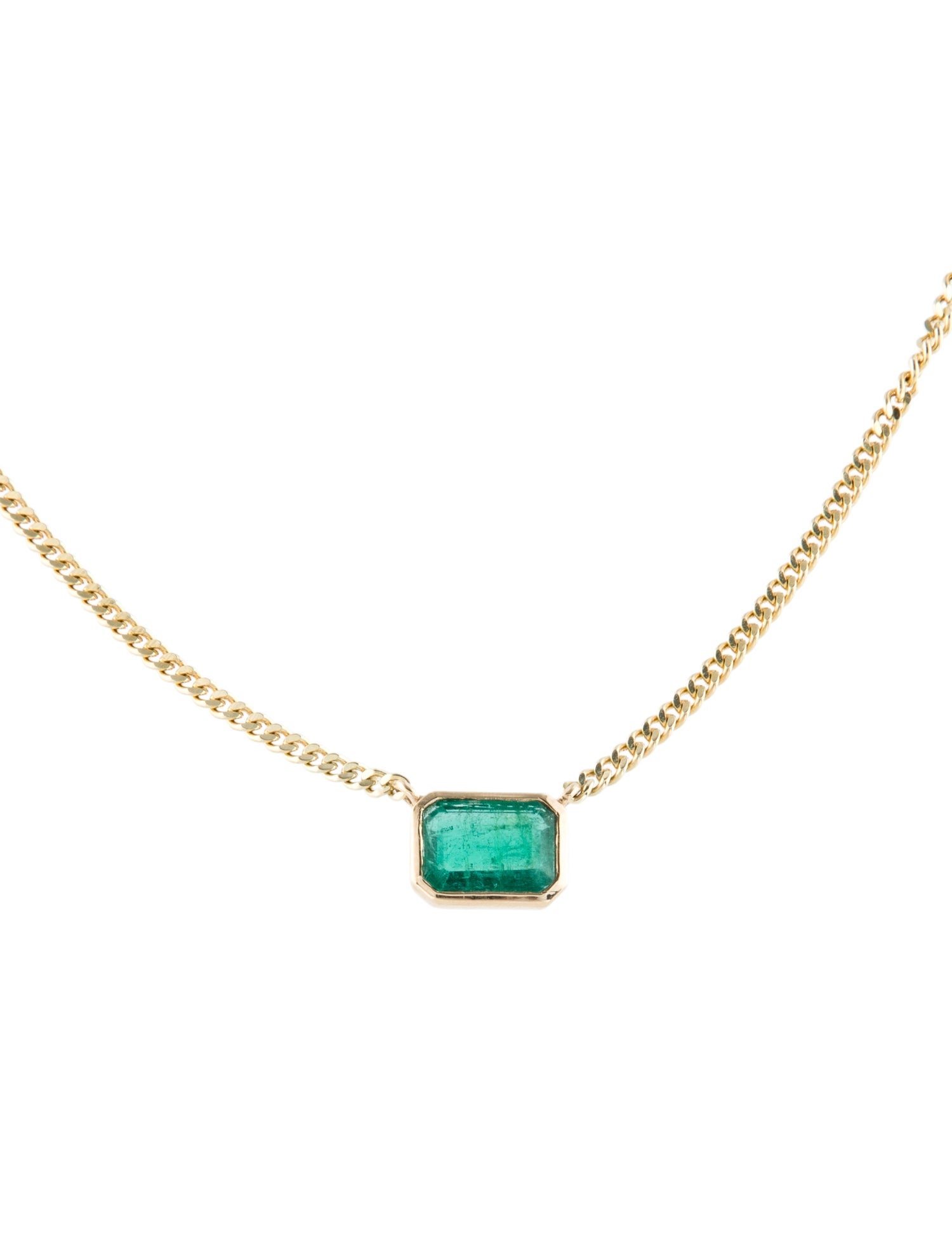 Jewelmak 14K 1.08ct Emerald Pendant Necklace