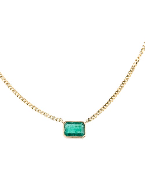 Jewelmak 14K 1.08ct Emerald Pendant Necklace