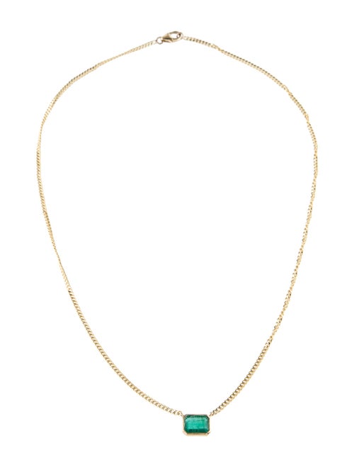 Jewelmak 14K 1.08ct Emerald Pendant Necklace