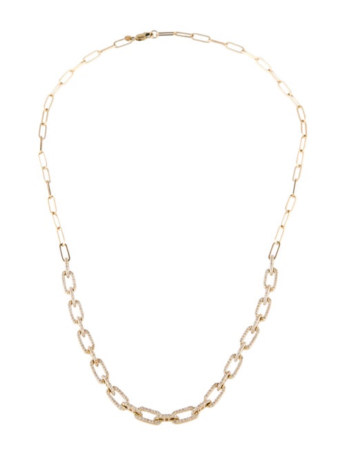 Jewelmak 14K 1.51ct Diamond Paperclip Chain Link Necklace