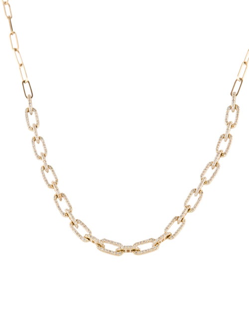 Jewelmak 14K 1.51ct Diamond Paperclip Chain Link Necklace