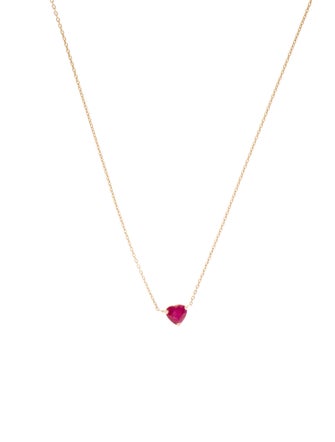 Jewelmak 14K Ruby Heart Pendant Necklace