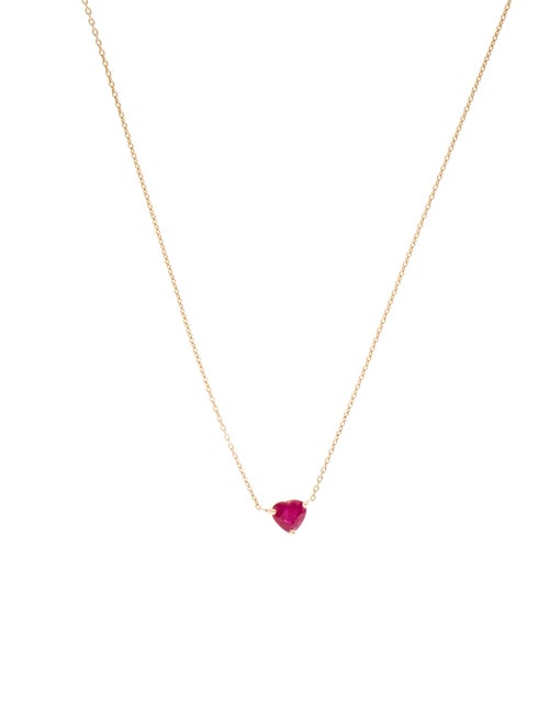 Jewelmak 14K Ruby Heart Pendant Necklace