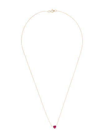 Jewelmak 14K Ruby Heart Pendant Necklace