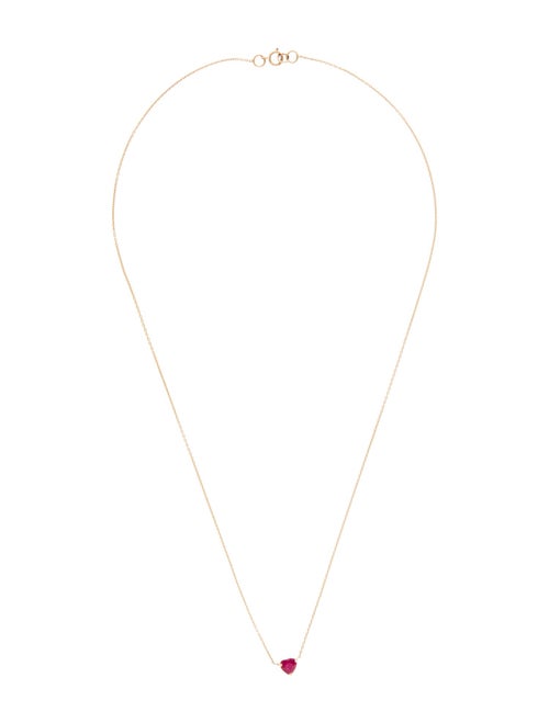 Jewelmak 14K Ruby Heart Pendant Necklace