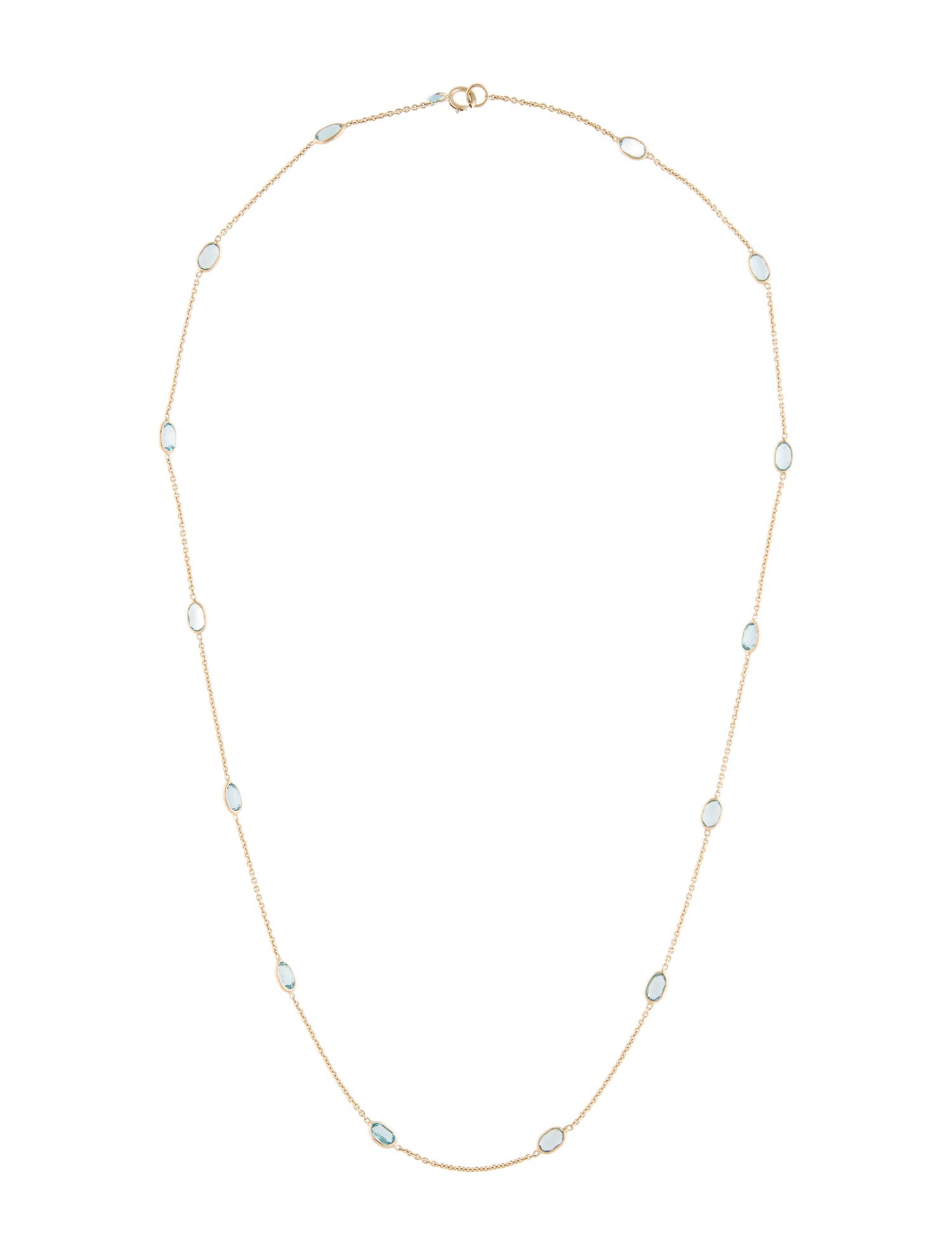 Jewelmak 14K 3.86ctw Topaz Station Necklace
