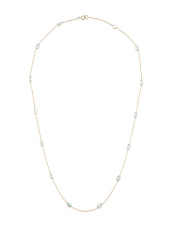 Jewelmak 14K 3.86ctw Topaz Station Necklace
