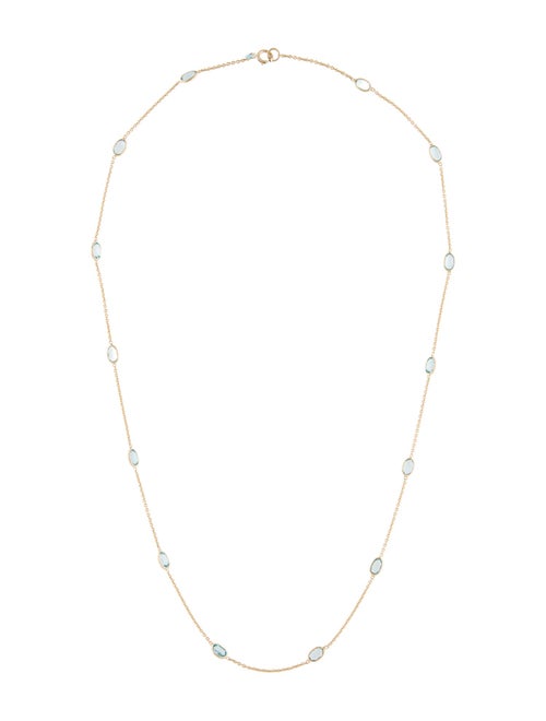 Jewelmak 14K 3.86ctw Topaz Station Necklace