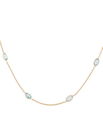 Jewelmak 14K 3.86ctw Topaz Station Necklace