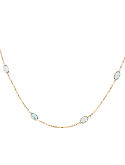 Jewelmak 14K 3.86ctw Topaz Station Necklace