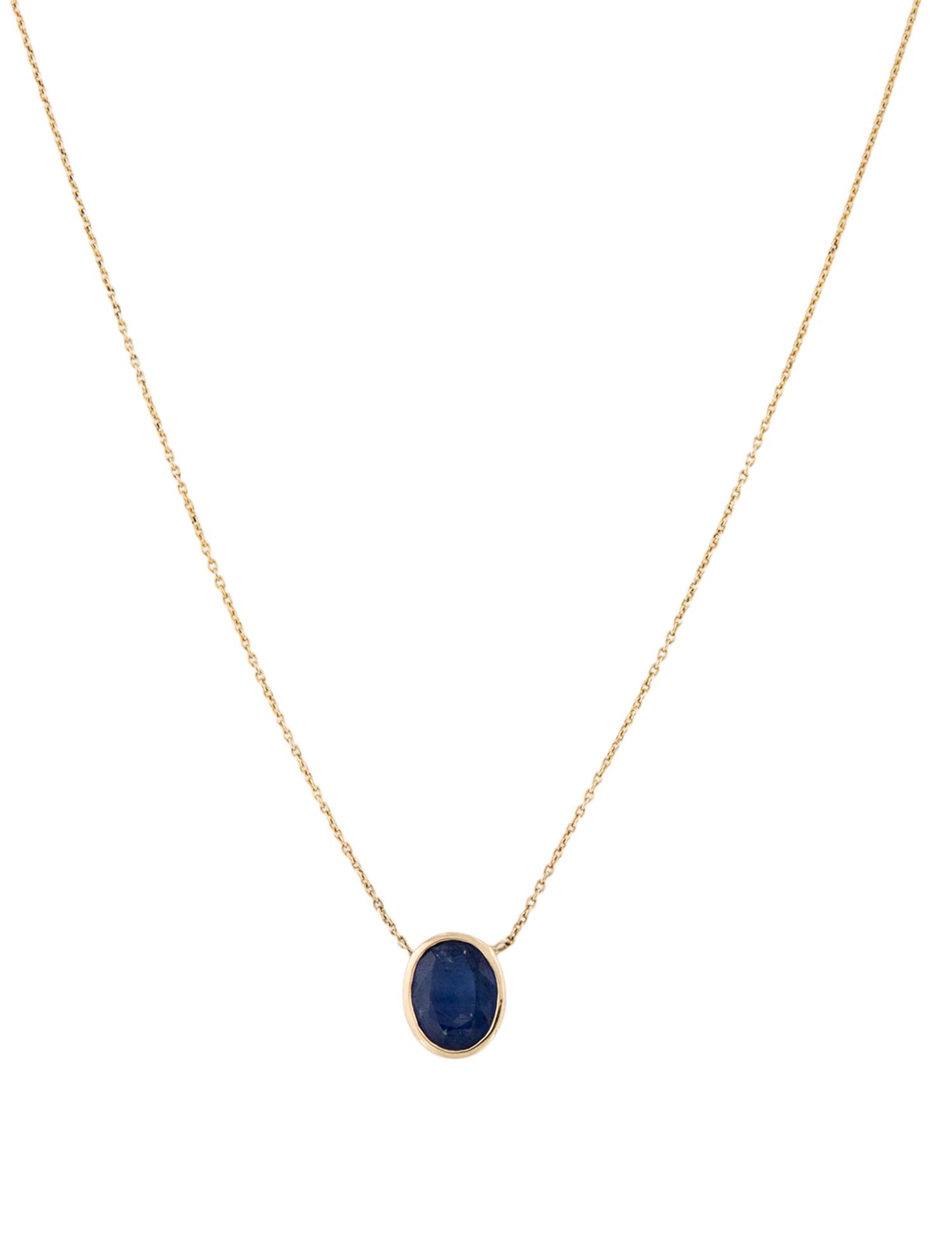Jewelmak 14K 1.96ct Sapphire Pendant Necklace