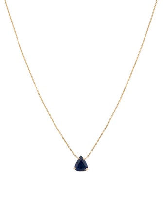 Jewelmak 14K 1.17ct Sapphire Pendant Necklace