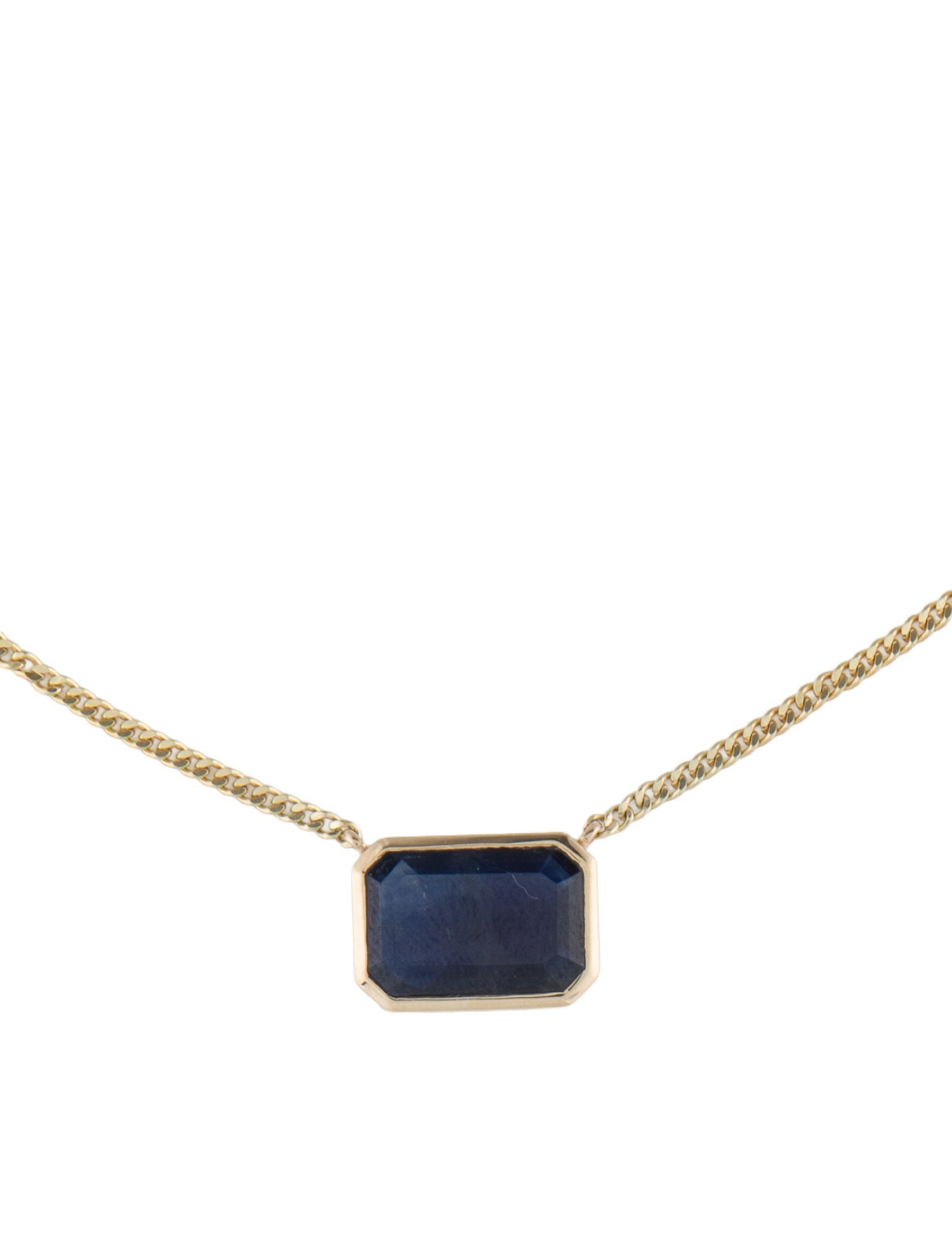 Jewelmak 14K 4.46ct Sapphire Pendant Necklace